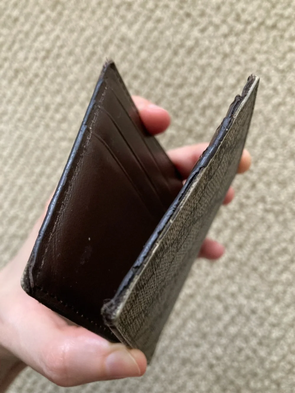 Vintage Gucci GG Monogram Bifold Wallet Money Clip Pre-2000 Brown Canvas Leather